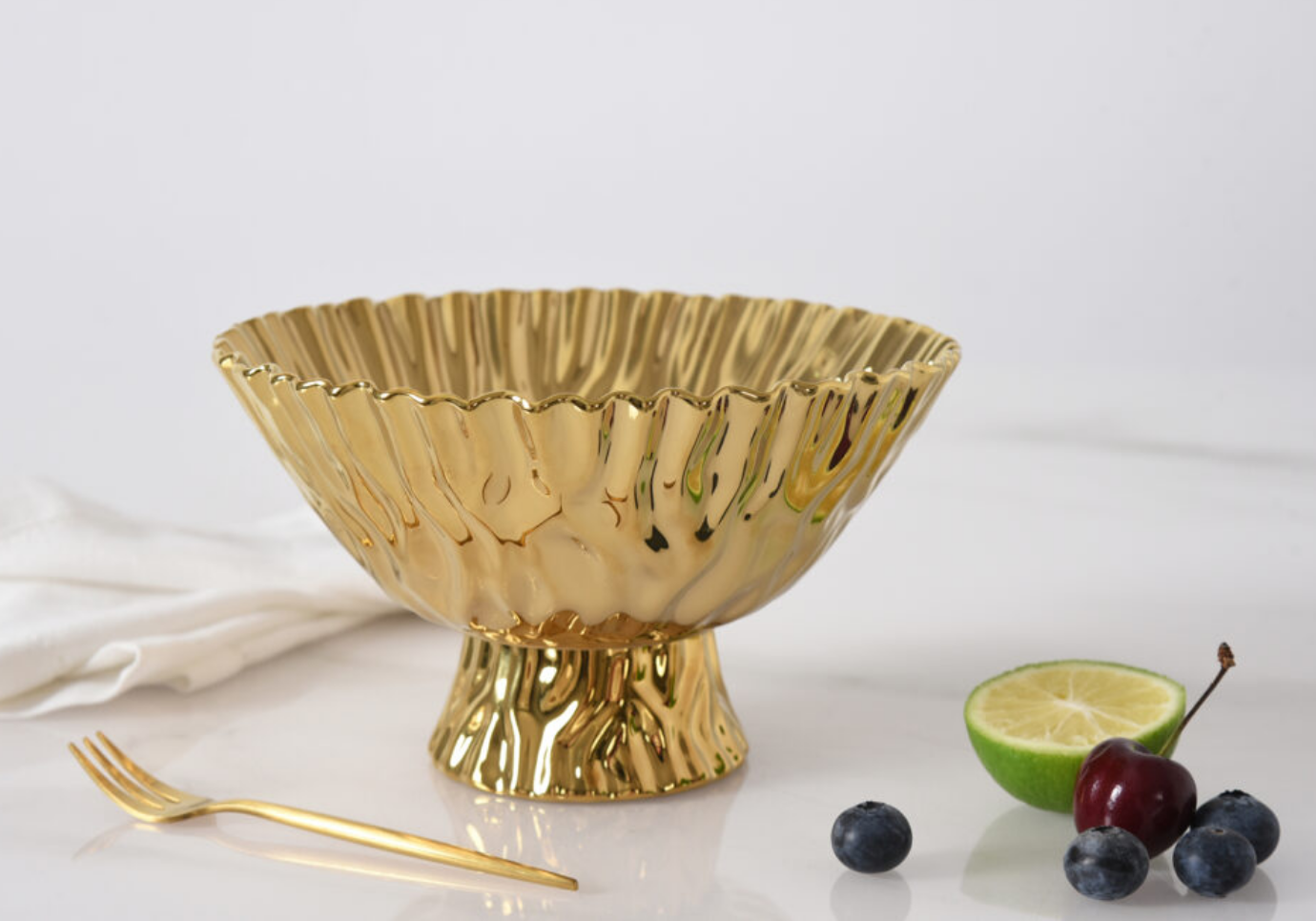 Bowl de Porcelana Dorado con Base