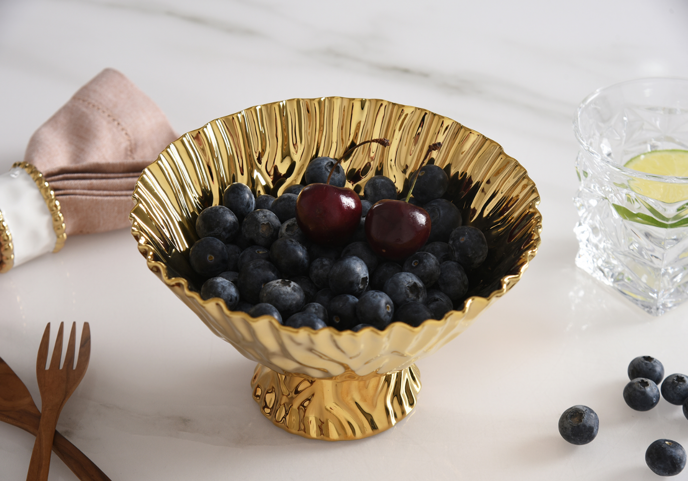 Bowl de Porcelana Dorado con Base