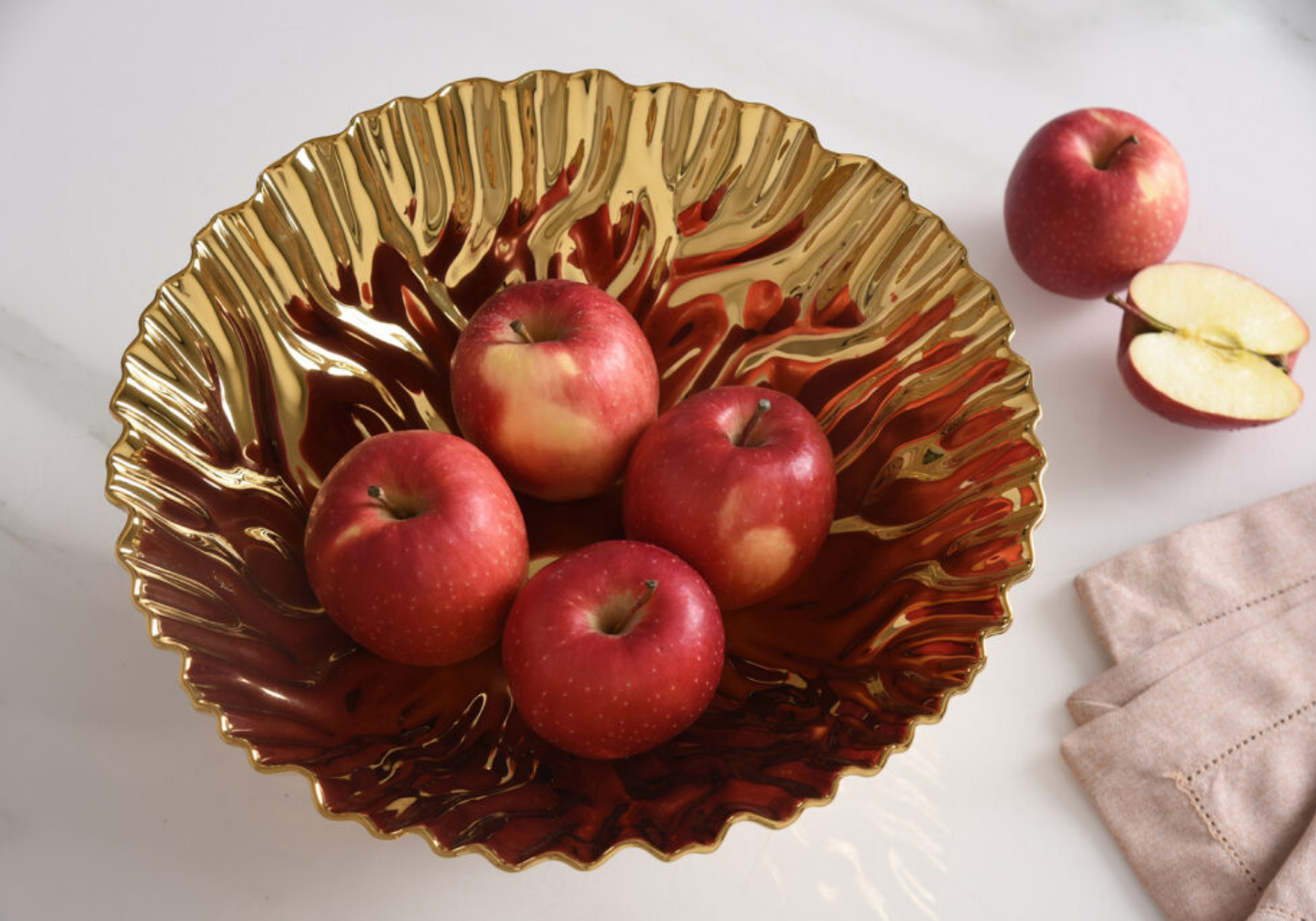 Bowl de Porcelana Dorado con Base