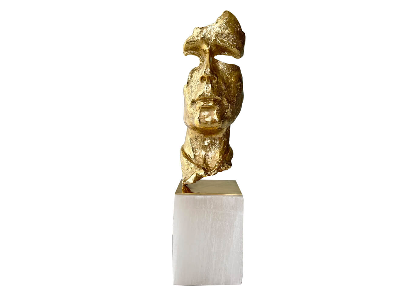 Escultura Cara Rota Dorada sobre Alabastro