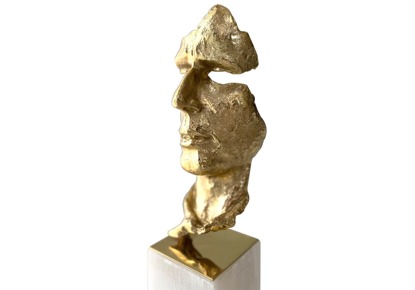 Escultura Cara Rota Dorada sobre Alabastro
