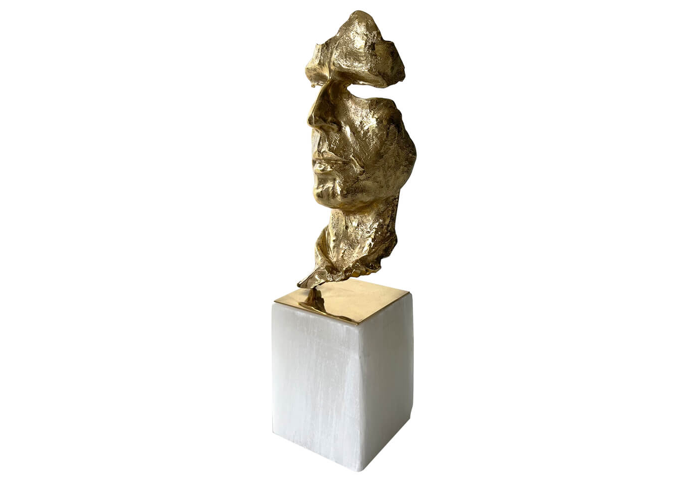 Escultura Cara Rota Dorada sobre Alabastro
