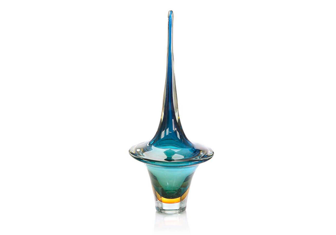 Escultura de Vidrio con Punta en Azul