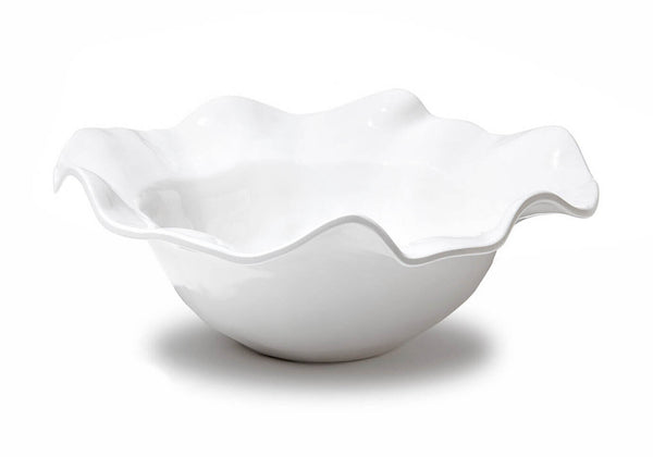 Bowl de Melamina Blanco Borde Ondulado - Mediano