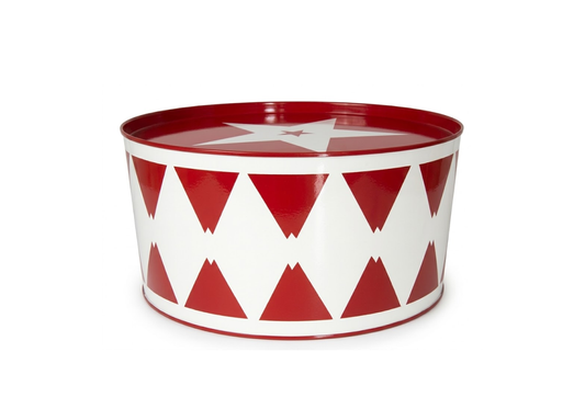 Tambor de Metal Enano Rojo y Blanco