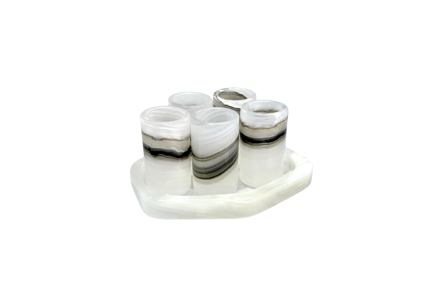 Set/5 De Tequileros Onix Nacar Con Charola Irregular - Simone