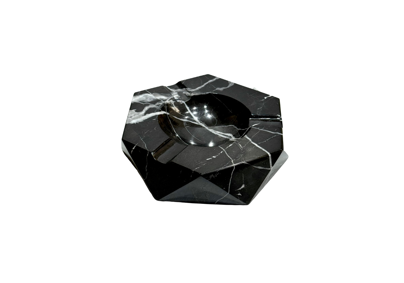 Cenicero Hexagonal Para Puro De Mármol Negro - Simone
