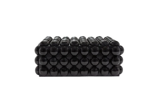 Caja Rectangular de resina negra con bolas