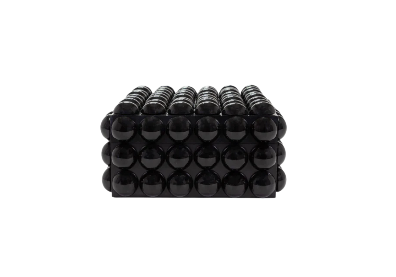 Caja Rectangular de resina negra con bolas