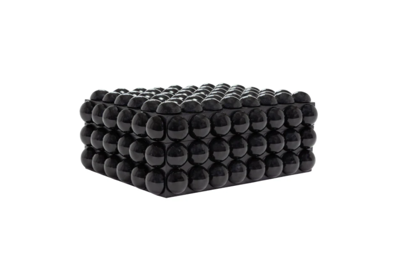 Caja Rectangular de resina negra con bolas