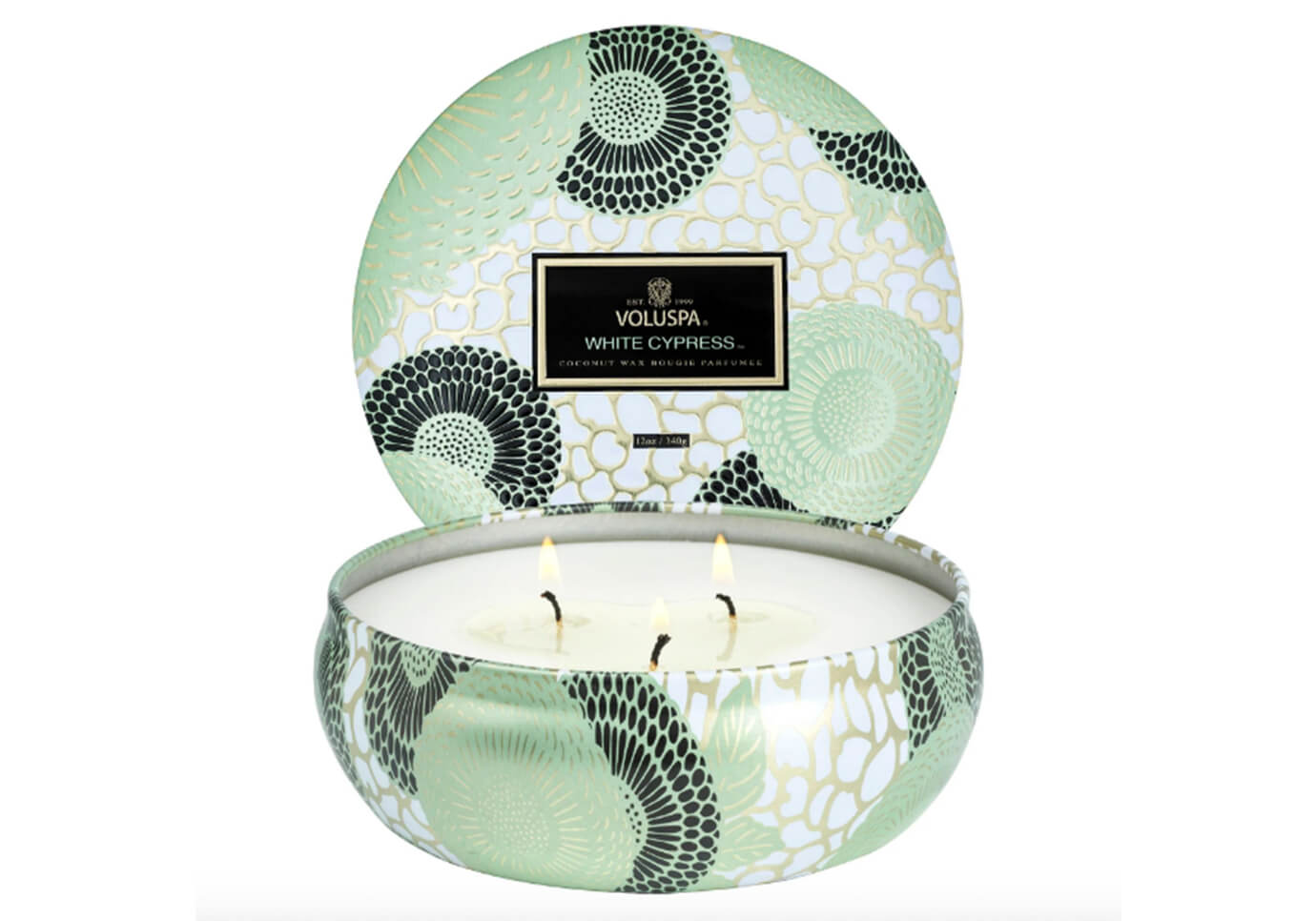 Vela Aromática Voluspa White Cypress Envase Metálico 12 Oz.