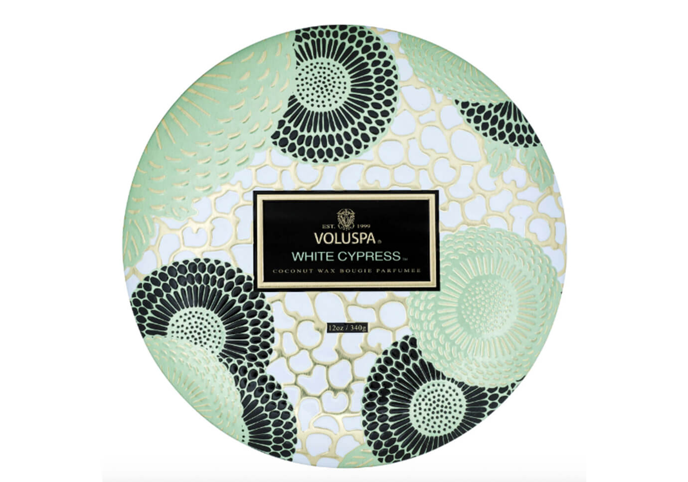 Vela Aromática Voluspa White Cypress Envase Metálico 12 Oz.