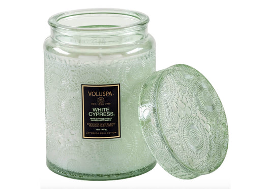Vela Aromática Voluspa White Cypress Envase Vidrio 18 Oz