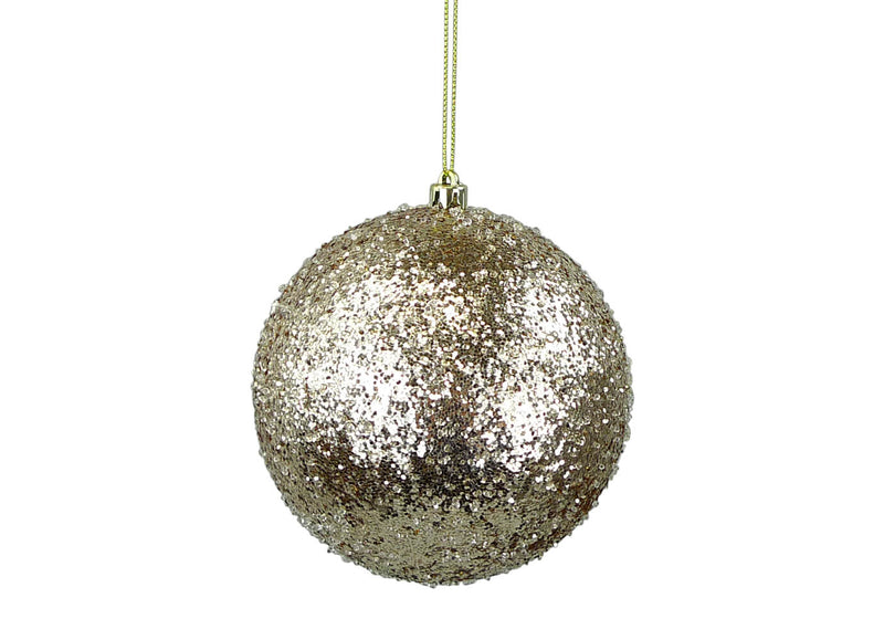 Esfera Glitter Dorado Claro con Hielo 15 cm