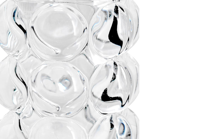 Portavela de Vidrio Transparente Circulos Resaltados