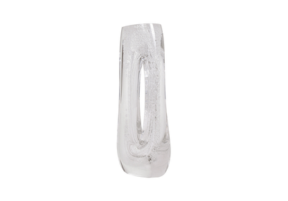 Florero de Cristal Transparente con Burbujas y Hueco