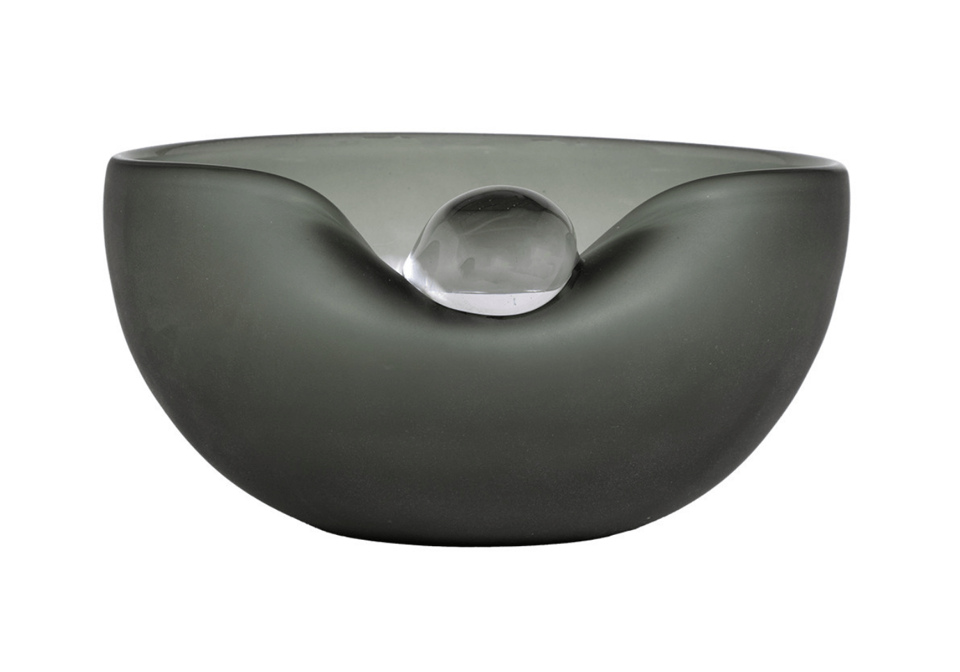 Centro de Vidrio Ovalado Gris con Esfera Transparente en Boca