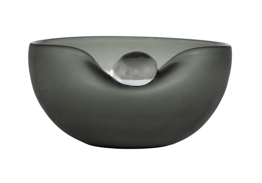 Centro de Vidrio Ovalado Gris con Esfera Transparente en Boca