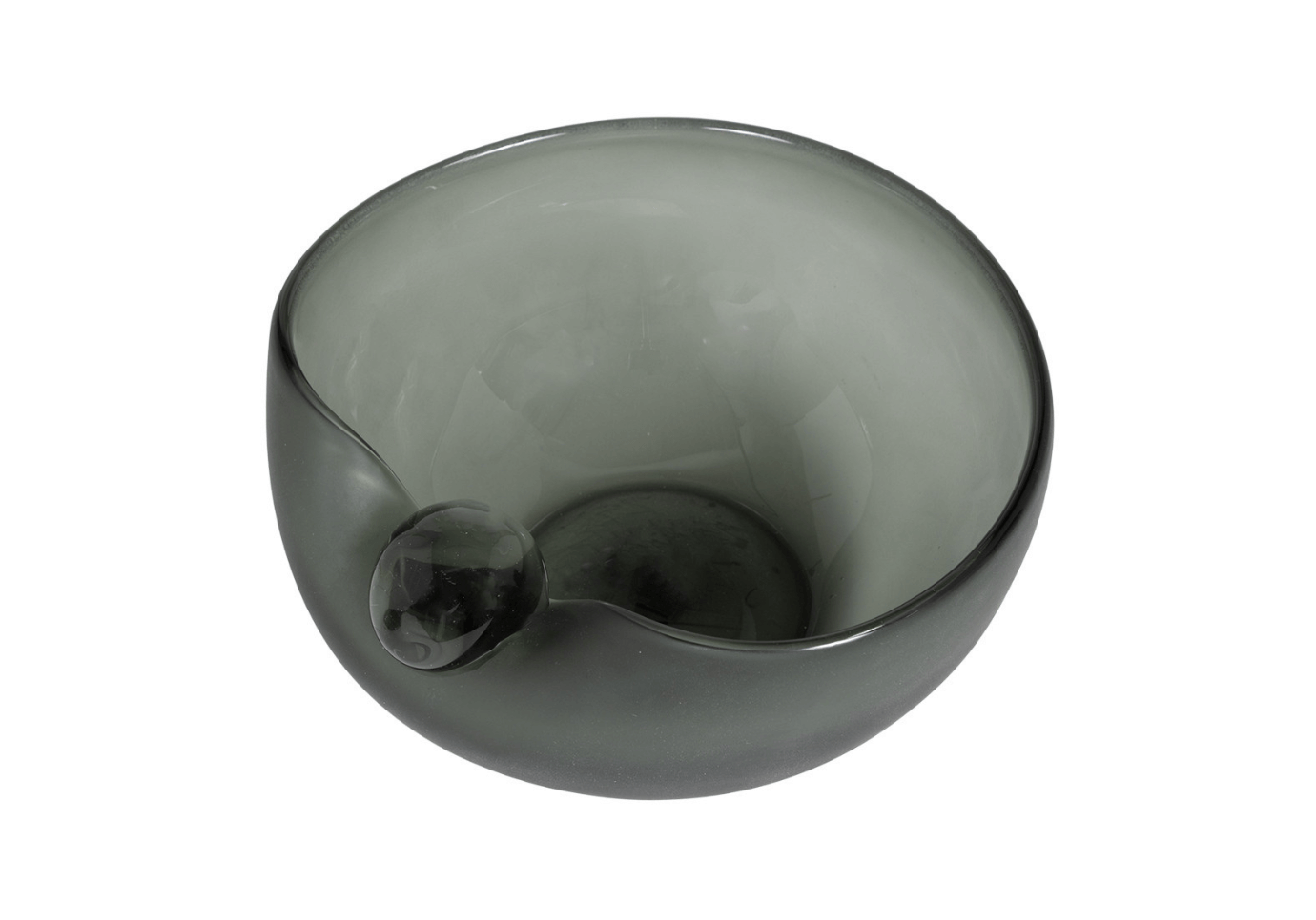 Centro de Vidrio Ovalado Gris con Esfera Transparente en Boca