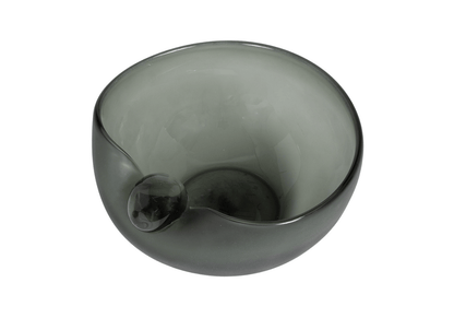 Centro de Vidrio Ovalado Gris con Esfera Transparente en Boca
