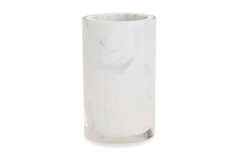 Vaso Resina Marmoleado Blanco