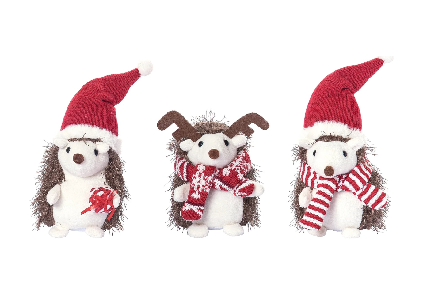 Erizo de Peluche Blanco con Bufanda Roja - Simone