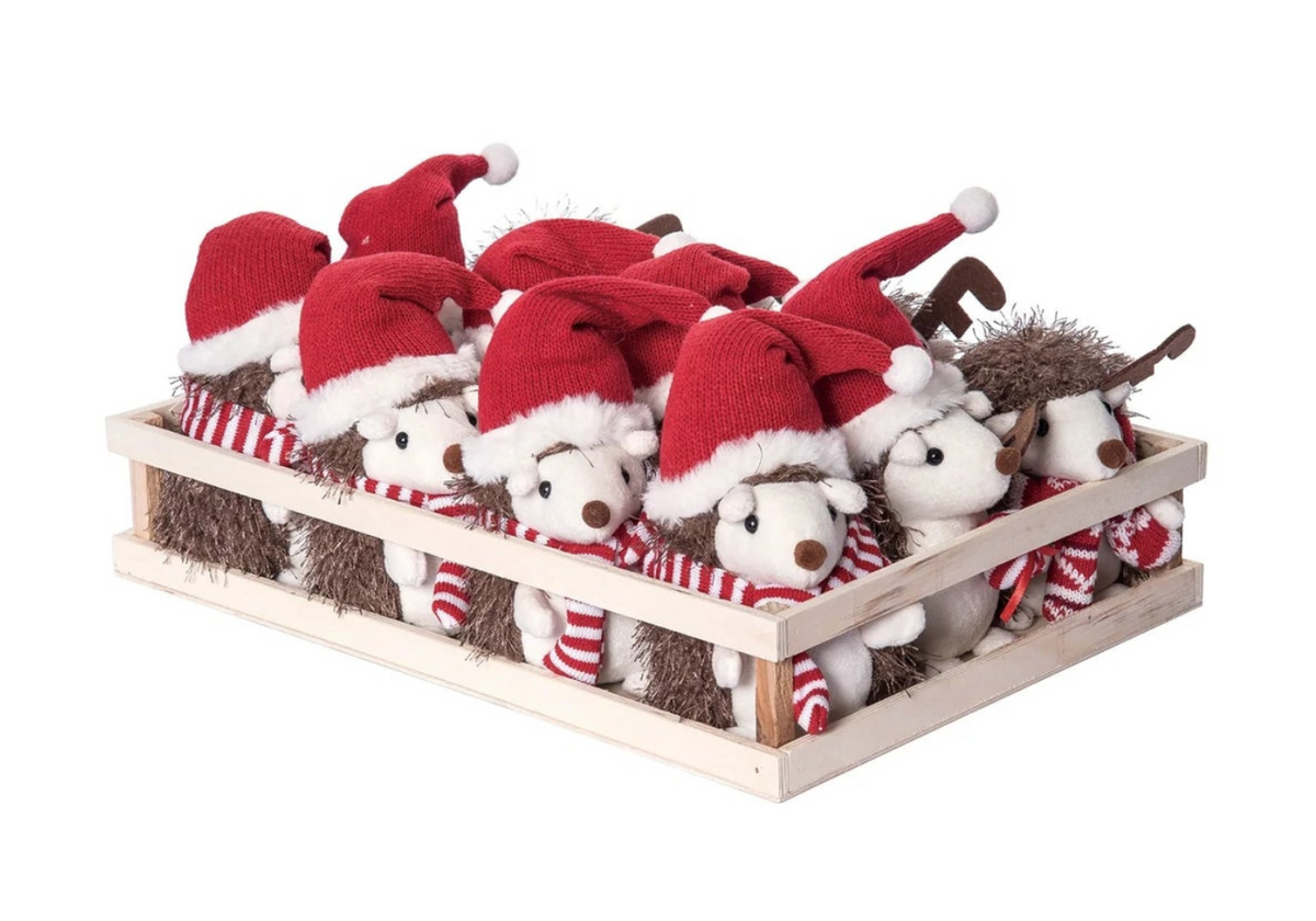Erizo de Peluche Blanco con Bufanda Roja - Simone