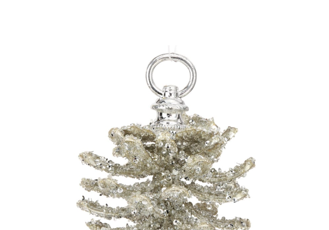 Piña Platino con Glitter, Lentejuelas y Piedras Transparentes