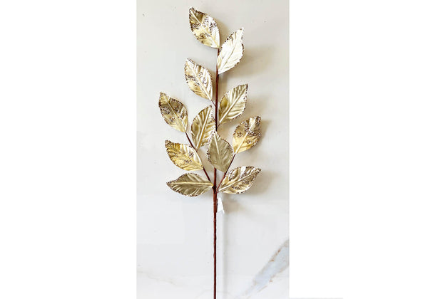 Rama Hojas Metalizado Dorado 65 cm