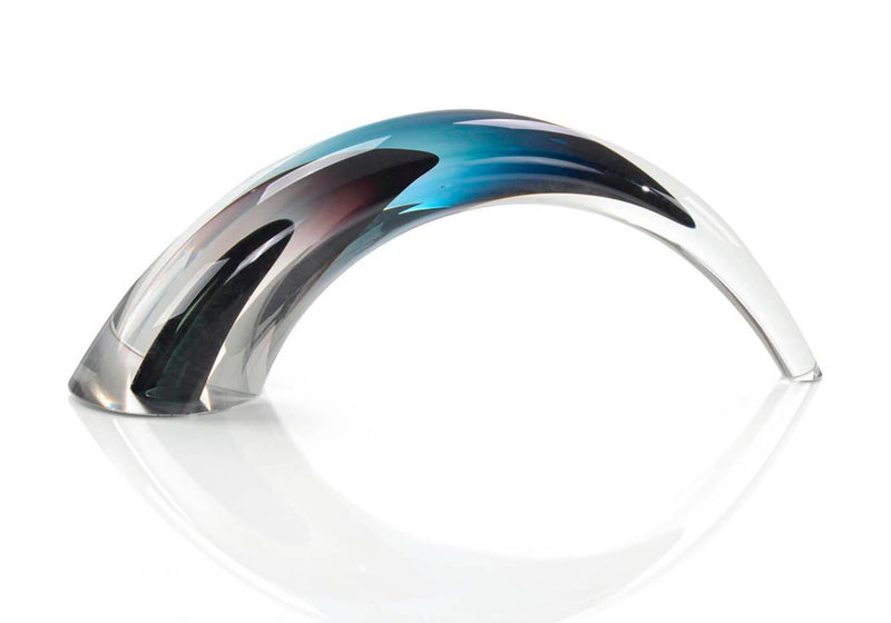 Escultura Cuerno de Cristal Gris Violeta y Azul