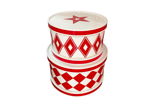 Tambor Metálico con Rombos Rojos y Estrella
