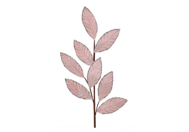 Rama de Hojas Rosa Pastel Filo Glitter 71 cm