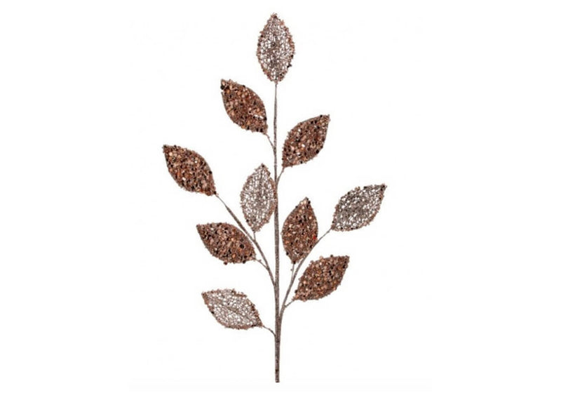 Rama Hojas Glitter Café 76 cm