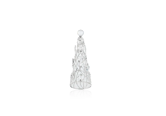 Pino de Metal Plateado con Cristales Transparentes