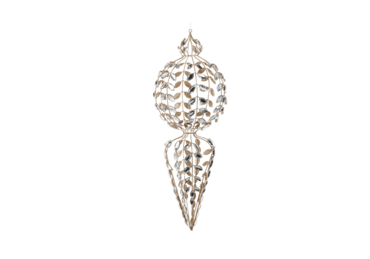 Final de metal dorado brillante con joyas transparentes