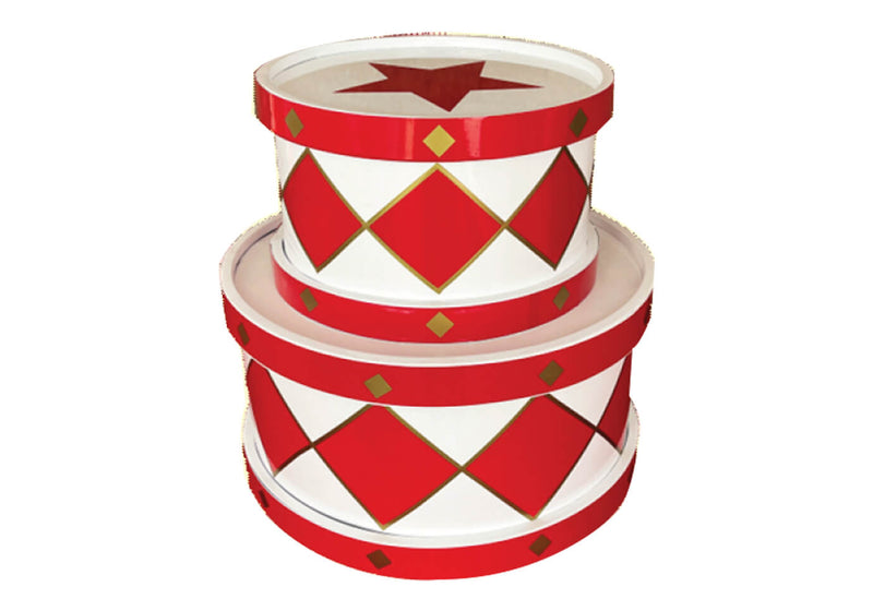 Tambor Enano Rombos Blanco y Rojo