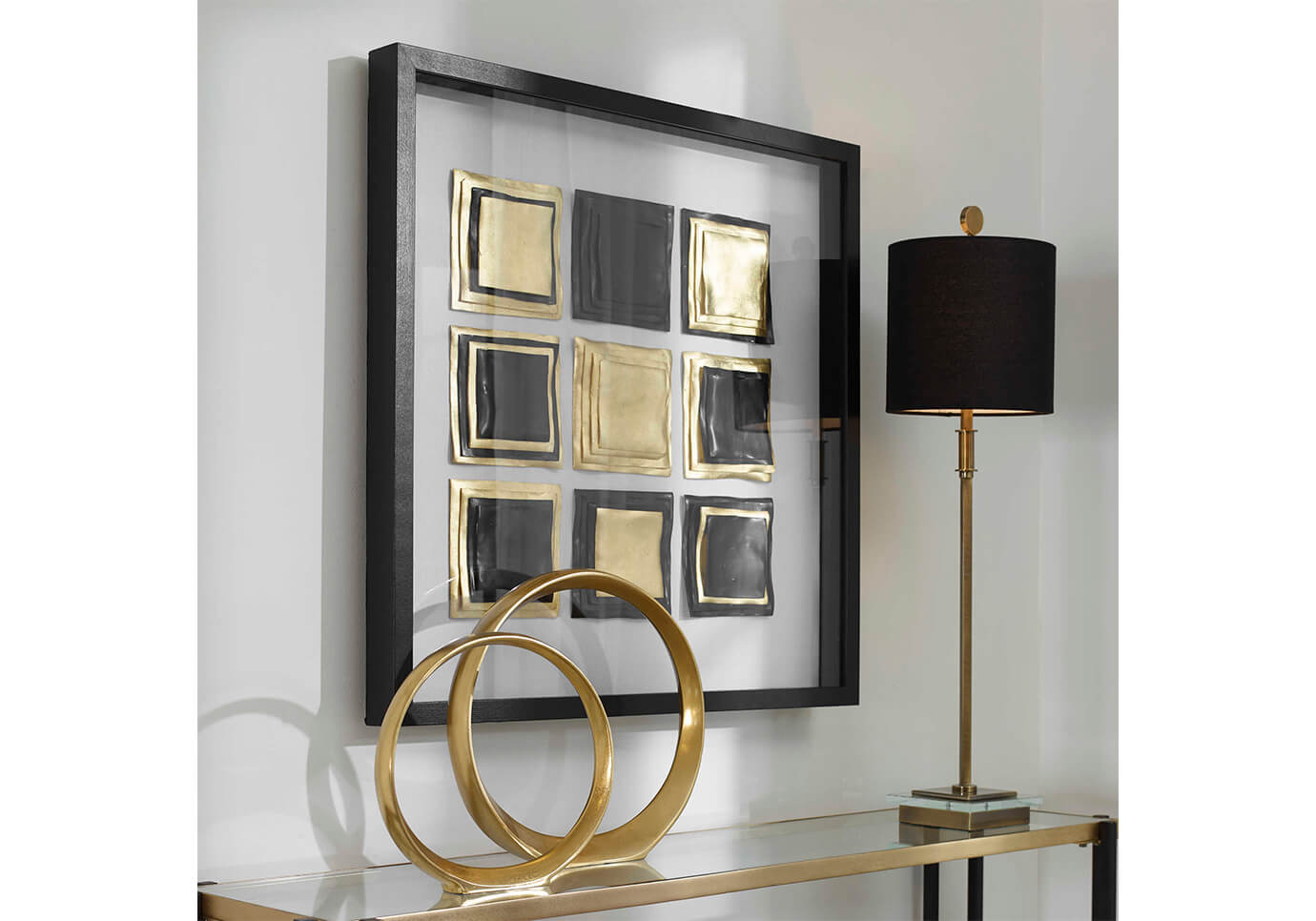 Cuadro Caja Cuadros Arcilla Oro y Negro 81 cm