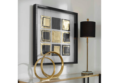 Cuadro Caja Cuadros Arcilla Oro y Negro 81 cm