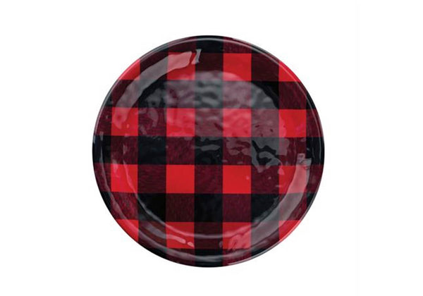 Plato Redondo Cuadros Rojo y Negro 23 cm