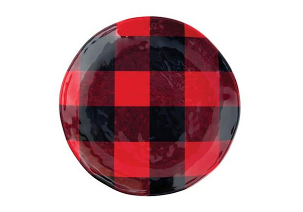 Plato Redondo Cuadros Rojo y Negro 15 cm