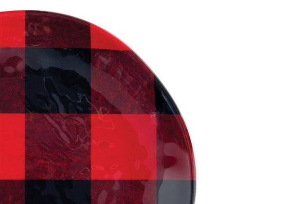 Plato Redondo Cuadros Rojo y Negro 15 cm