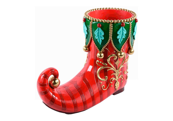 Bota Resina de Duende Roja con Esferas Doradas