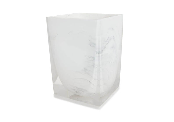 Papelera Resina Marmoleado Blanco