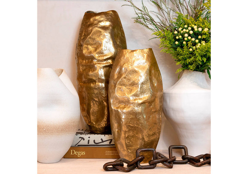 Florero Metal Dorado Bollado