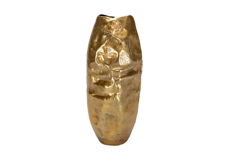 Florero Metal Dorado Bollado