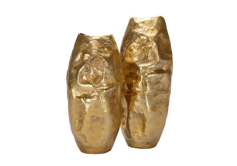 Florero Metal Dorado Bollado