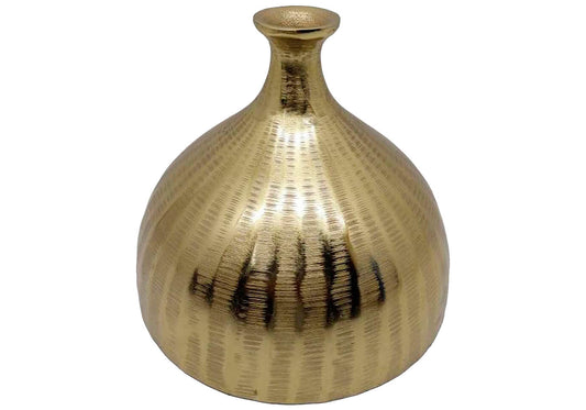Florero Bajo de Metal Dorado Cuello Chico
