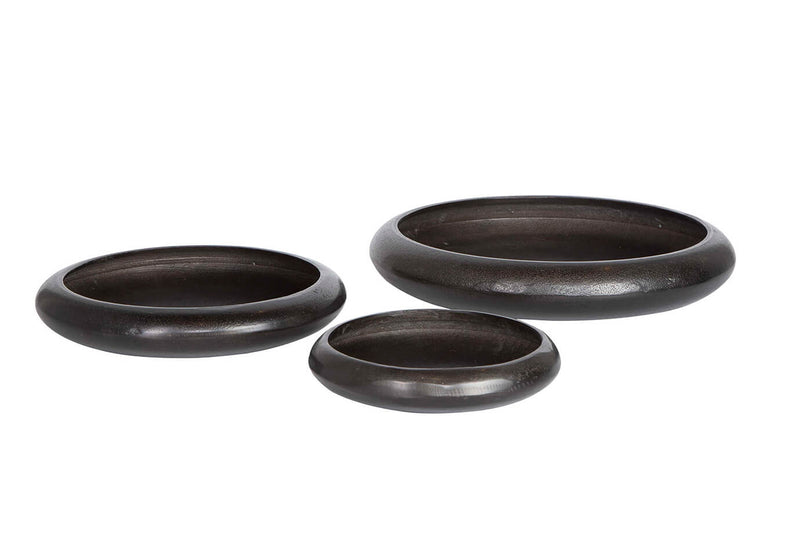 Maceta Redonda Plana Metal Negro
