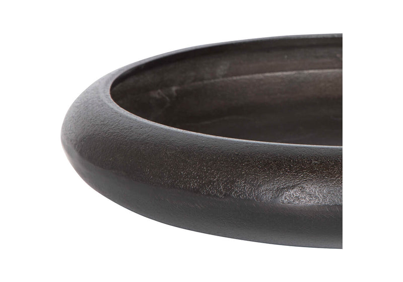Maceta Redonda Plana Metal Negro