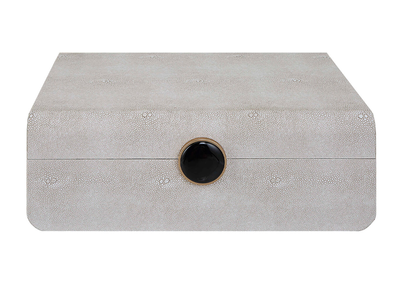 Caja de Vinipiel Beige con Broche de Botón Negro - Simone